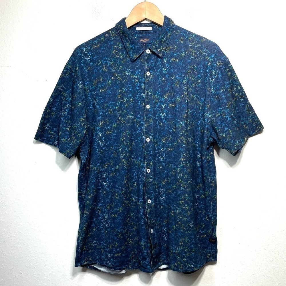 good man brand 100% cotton short sleeve button down print M N261